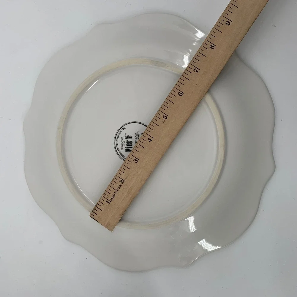 Pier 1 Chateau Clair Scalloped White Dinner Plate Embossed Stoneware 10.75 3avai